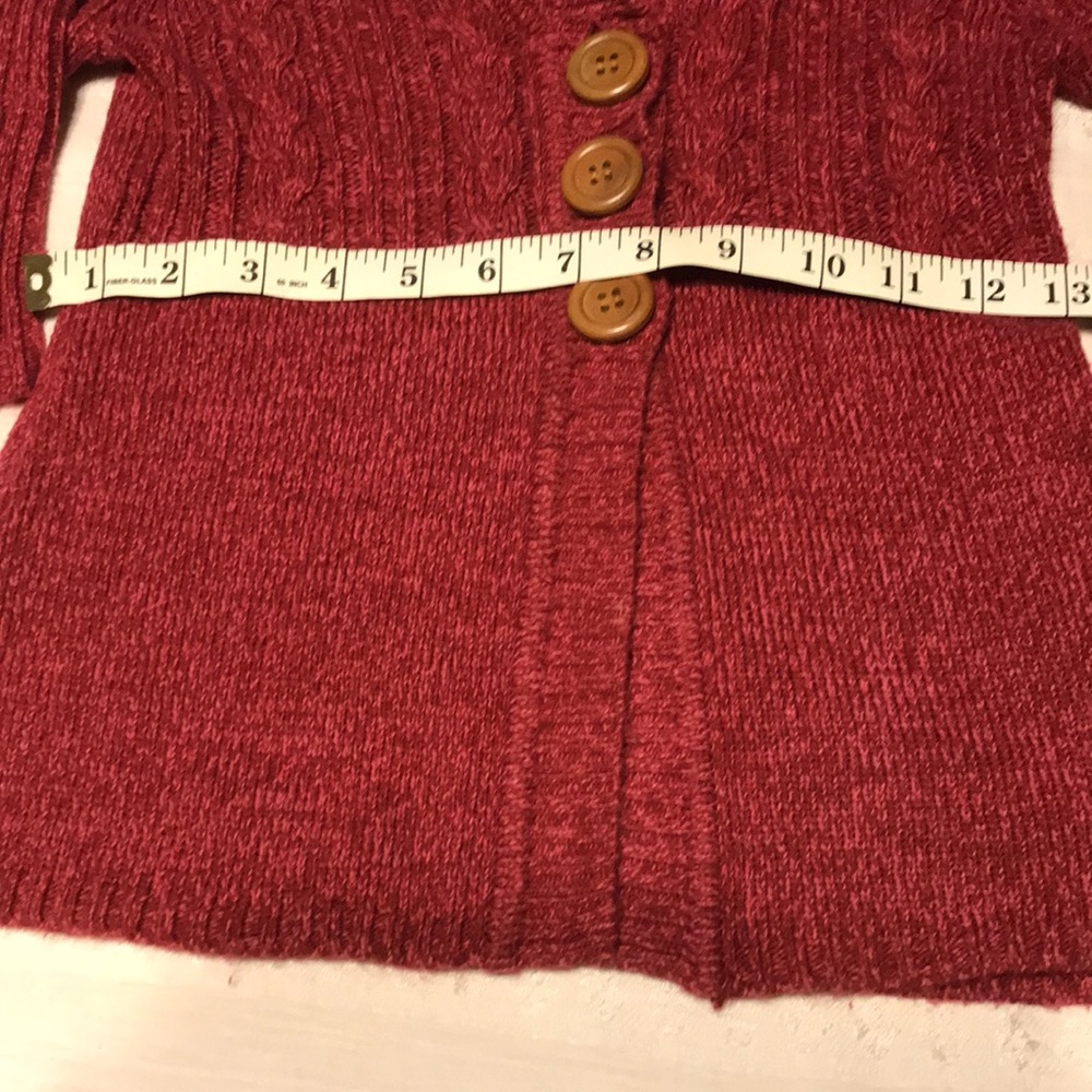 Girls Takeout Raspberry Button Down Sweater - Picture 6 of 6